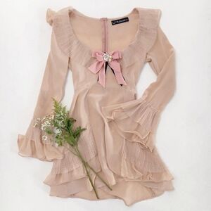 For Love and Lemons Coquette Pink Ruffle Dress